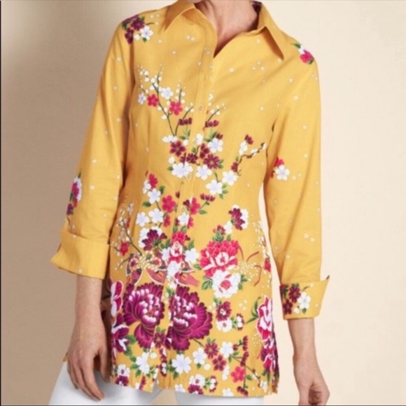 yellow floral tunic